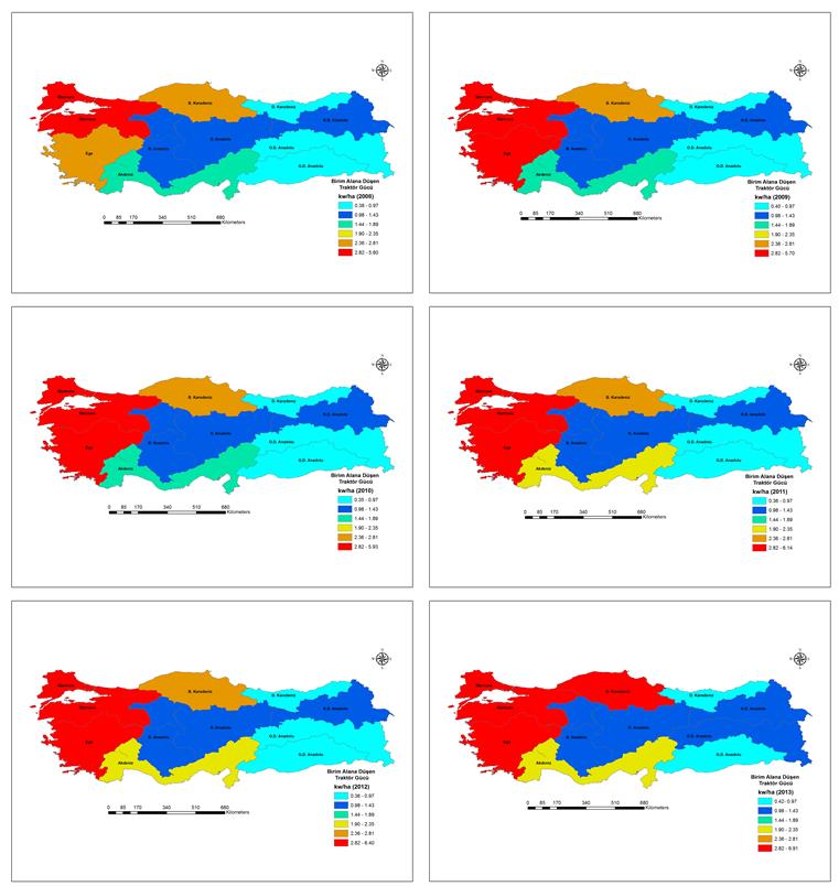 yıllar itibariyle; genel olarak artmış, en yüksek değerler Marmara en düşük değerler Doğu Karadeniz bölgesinde oluşmuştur. En yüksek değer 6.