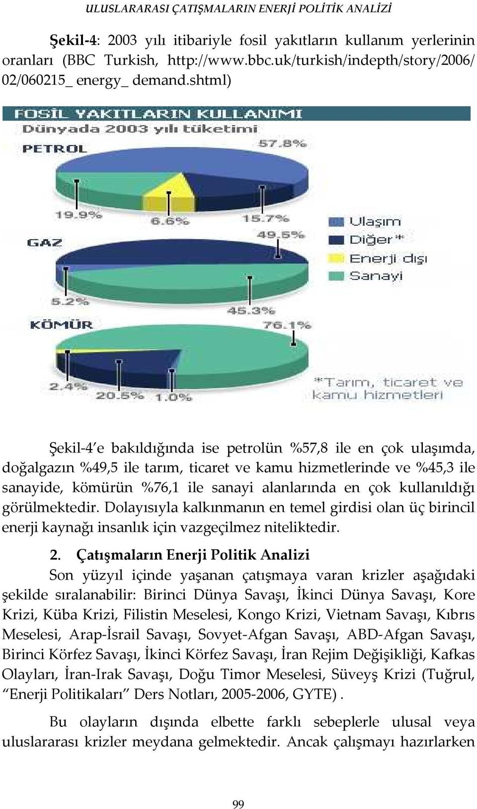 kullanıldığı görülmektedir. Dolayısıyla kalkınmanın en temel girdisi olan üç birincil enerji kaynağı insanlık için vazgeçilmez niteliktedir. 2.