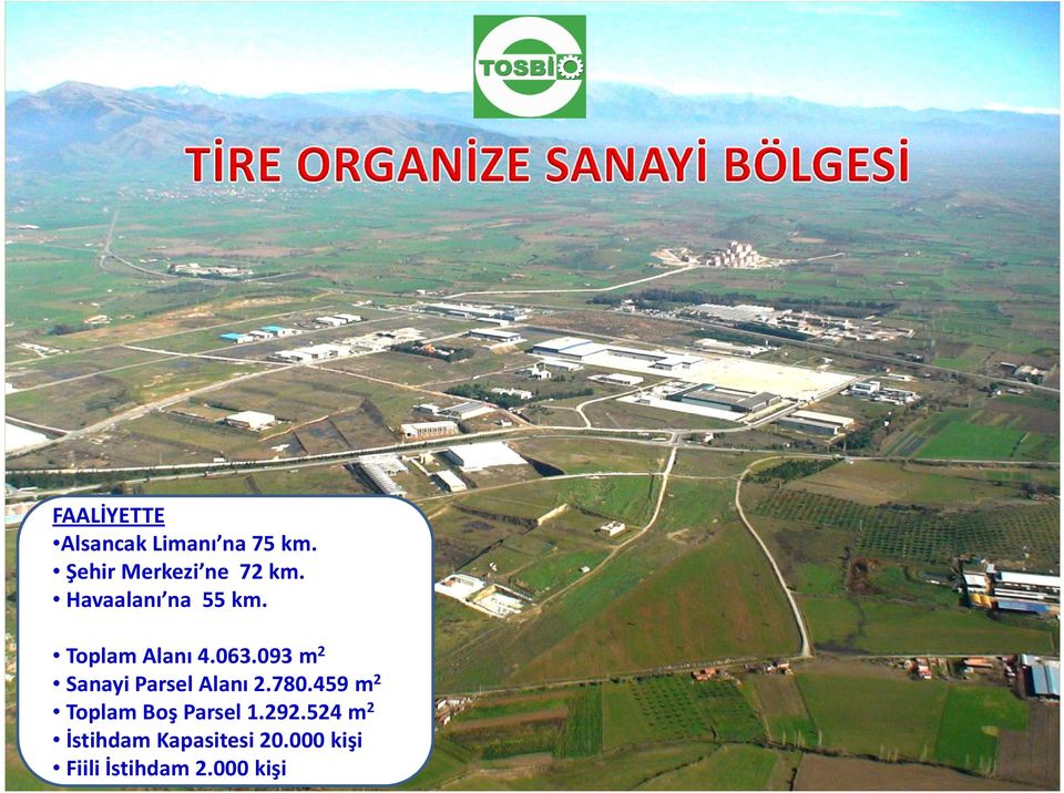 Toplam Alanı 4.063.093 m 2 Sanayi Parsel Alanı 2.780.