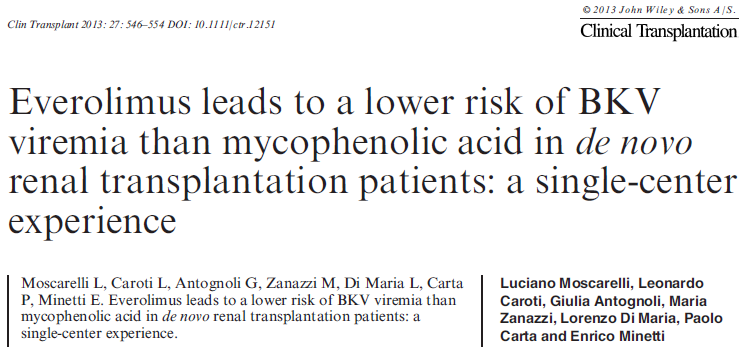 BKV NDE TEDAVĠ 296 renal tx 58 EVR+düşük doz CsA (Gr I) 238 MPA+St doz CsA (Gr II) BKV emisi: Grup I de %9 (5 hasta)