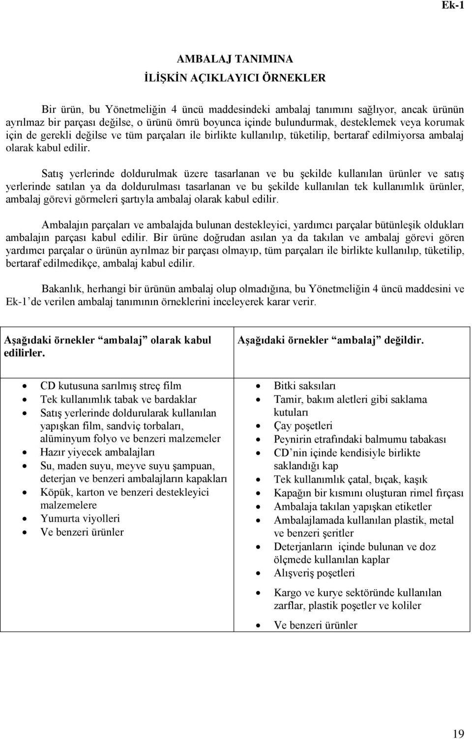 SatıĢ yerlerinde doldurulmak üzere tasarlanan ve bu Ģekilde kullanılan ürünler ve satıģ yerlerinde satılan ya da doldurulması tasarlanan ve bu Ģekilde kullanılan tek kullanımlık ürünler, ambalaj