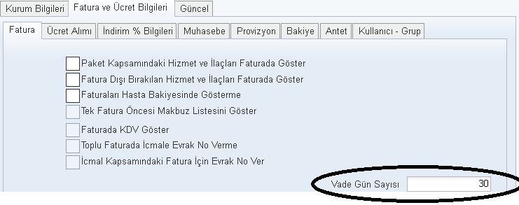 Hastanelerimizde gerçekleştirilen Sayıştay Denetlemesi snrasında fatura çıktılarında gösterilmesi istenen sn ödeme tarihi ve sn ödeme tarihi dlan faturalara yasal faiz işletileceği bilgisinin geri