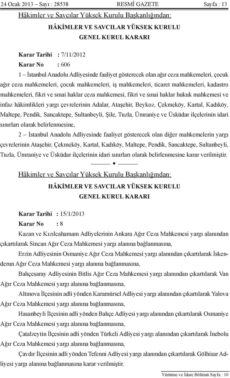 haklar ceza mahkemesi, fikri ve sınai haklar hukuk mahkemesi ve infaz hâkimlikleri yargı çevrelerinin Adalar, Ataşehir, Beykoz, Çekmeköy, Kartal, Kadıköy, Maltepe, Pendik, Sancaktepe, Sultanbeyli,