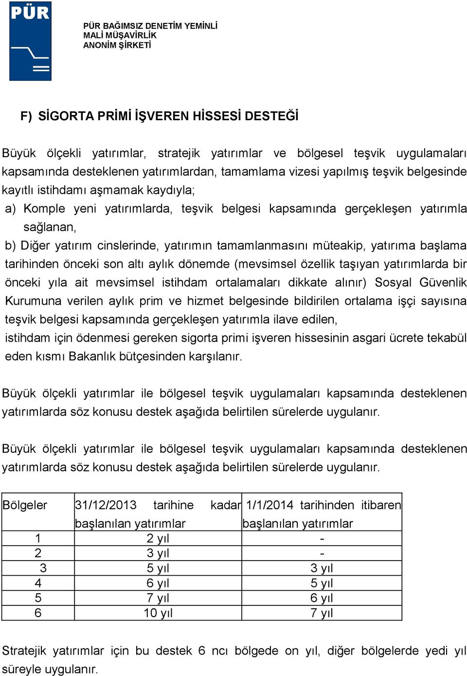 yatırıma başlama tarihinden önceki son altı aylık dönemde (mevsimsel özellik taşıyan yatırımlarda bir önceki yıla ait mevsimsel istihdam ortalamaları dikkate alınır) Sosyal Güvenlik Kurumuna verilen