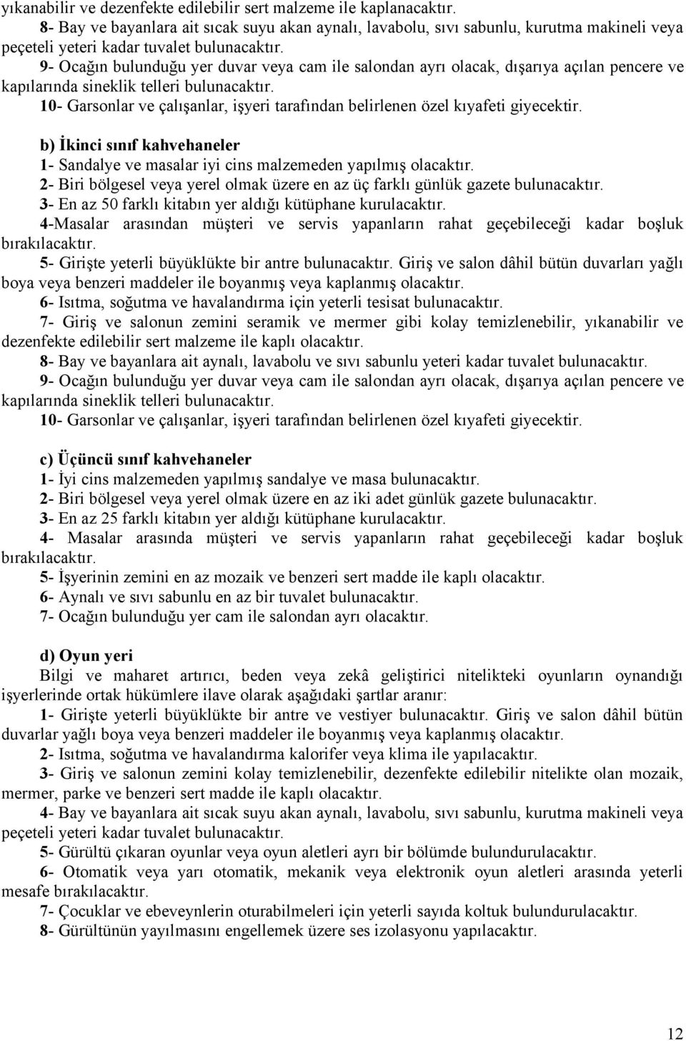 9- Ocağın bulunduğu yer duvar veya cam ile salondan ayrı olacak, dışarıya açılan pencere ve kapılarında sineklik telleri bulunacaktır.