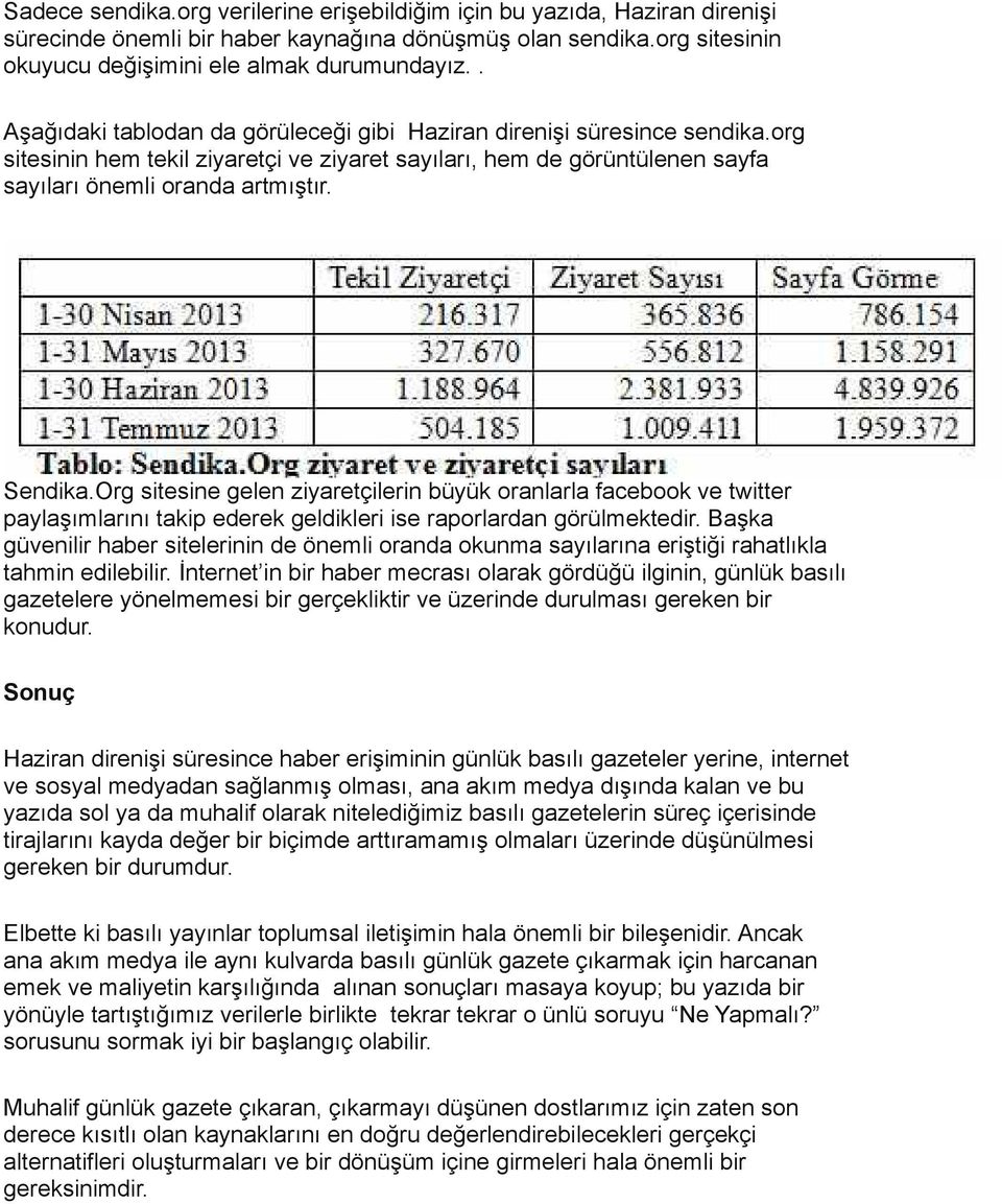 Org sitesine gelen ziyaretçilerin büyük oranlarla facebook ve twitter paylaşımlarını takip ederek geldikleri ise raporlardan görülmektedir.