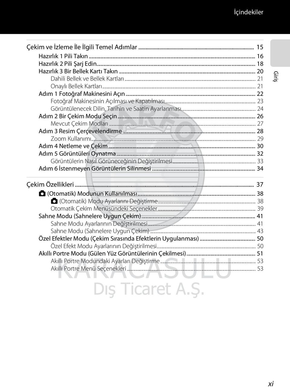 .. 24 Adım 2 Bir Çekim Modu Seçin... 26 Mevcut Çekim Modları... 27 Adım 3 Resim Çerçevelendirme... 28 Zoom Kullanımı... 29 Adım 4 Netleme ve Çekim... 30 Adım 5 Görüntüleri Oynatma.