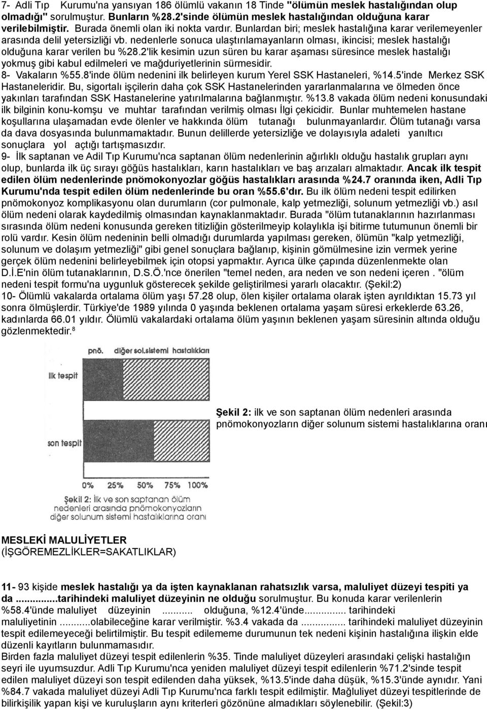 nedenlerle sonuca ulaştırılamayanların olması, ikincisi; meslek hastalığı olduğuna karar verilen bu %28.