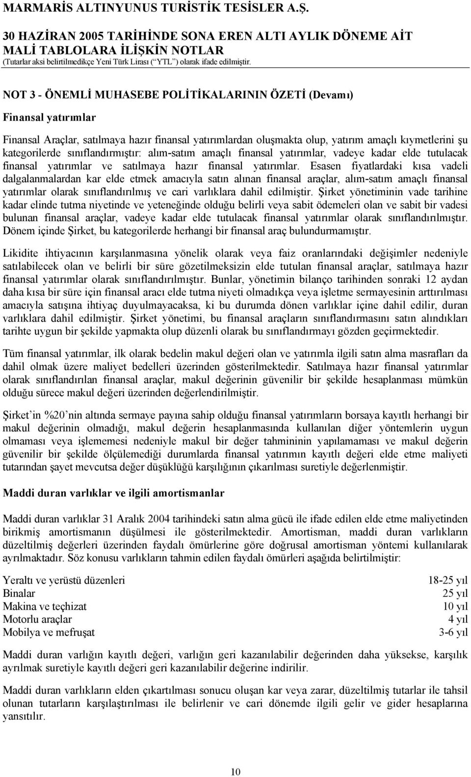 Esasen fiyatlardaki kısa vadeli dalgalanmalardan kar elde etmek amacıyla satın alınan finansal araçlar, alım-satım amaçlı finansal yatırımlar olarak sınıflandırılmış ve cari varlıklara dahil