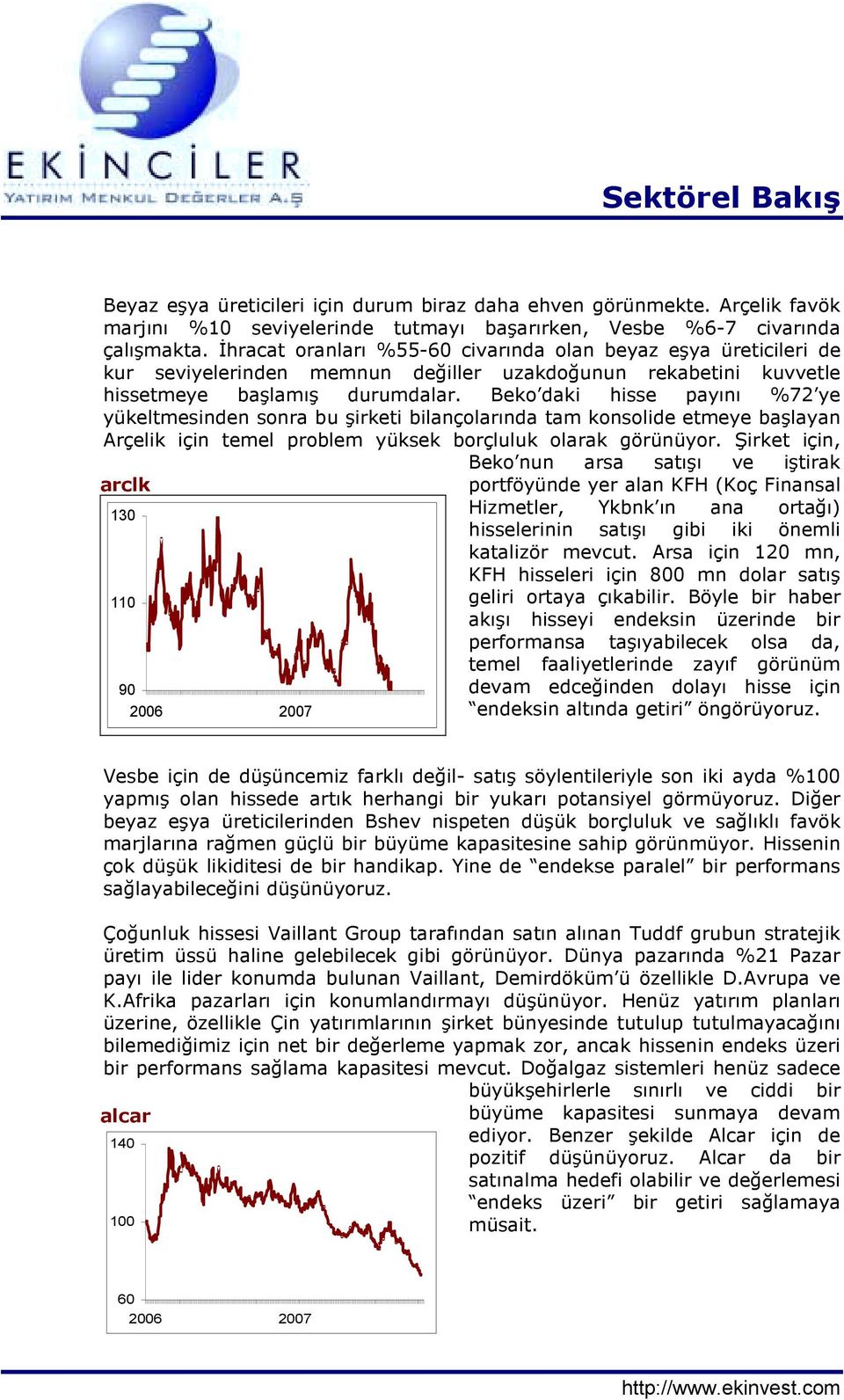 Beko daki hisse payõnõ %72 ye yükeltmesinden sonra bu şirketi bilançolarõnda tam konsolide etmeye başlayan Arçelik için temel problem yüksek borçluluk olarak görünüyor.