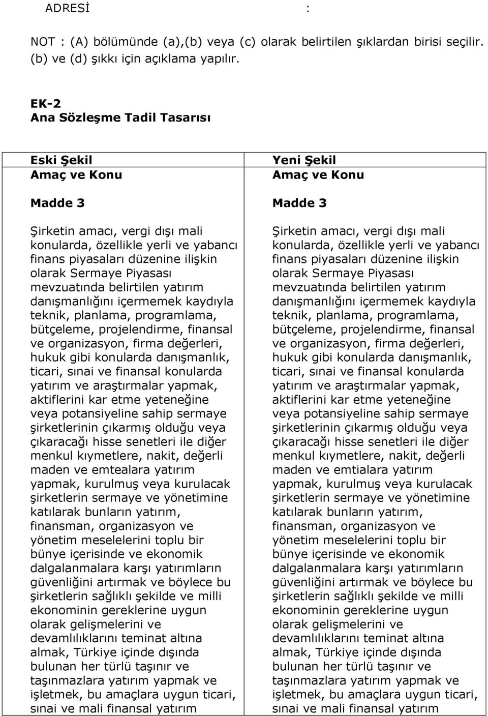 mevzuatında belirtilen yatırım danıģmanlığını içermemek kaydıyla teknik, planlama, programlama, bütçeleme, projelendirme, finansal ve organizasyon, firma değerleri, hukuk gibi konularda danıģmanlık,