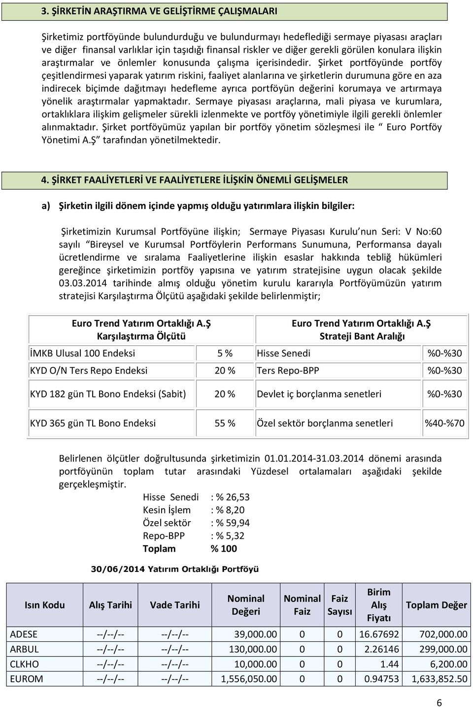 Şirket portföyünde portföy çeşitlendirmesi yaparak yatırım riskini, faaliyet alanlarına ve şirketlerin durumuna göre en aza indirecek biçimde dağıtmayı hedefleme ayrıca portföyün değerini korumaya ve