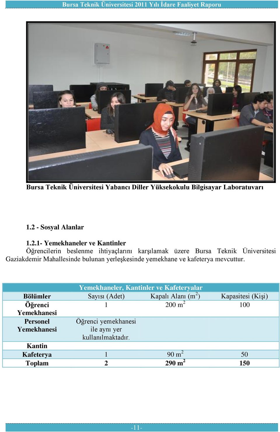 1- Yemekhaneler ve Kantinler Öğrencilerin beslenme ihtiyaçlarını karşılamak üzere Bursa Teknik Üniversitesi Gaziakdemir Mahallesinde