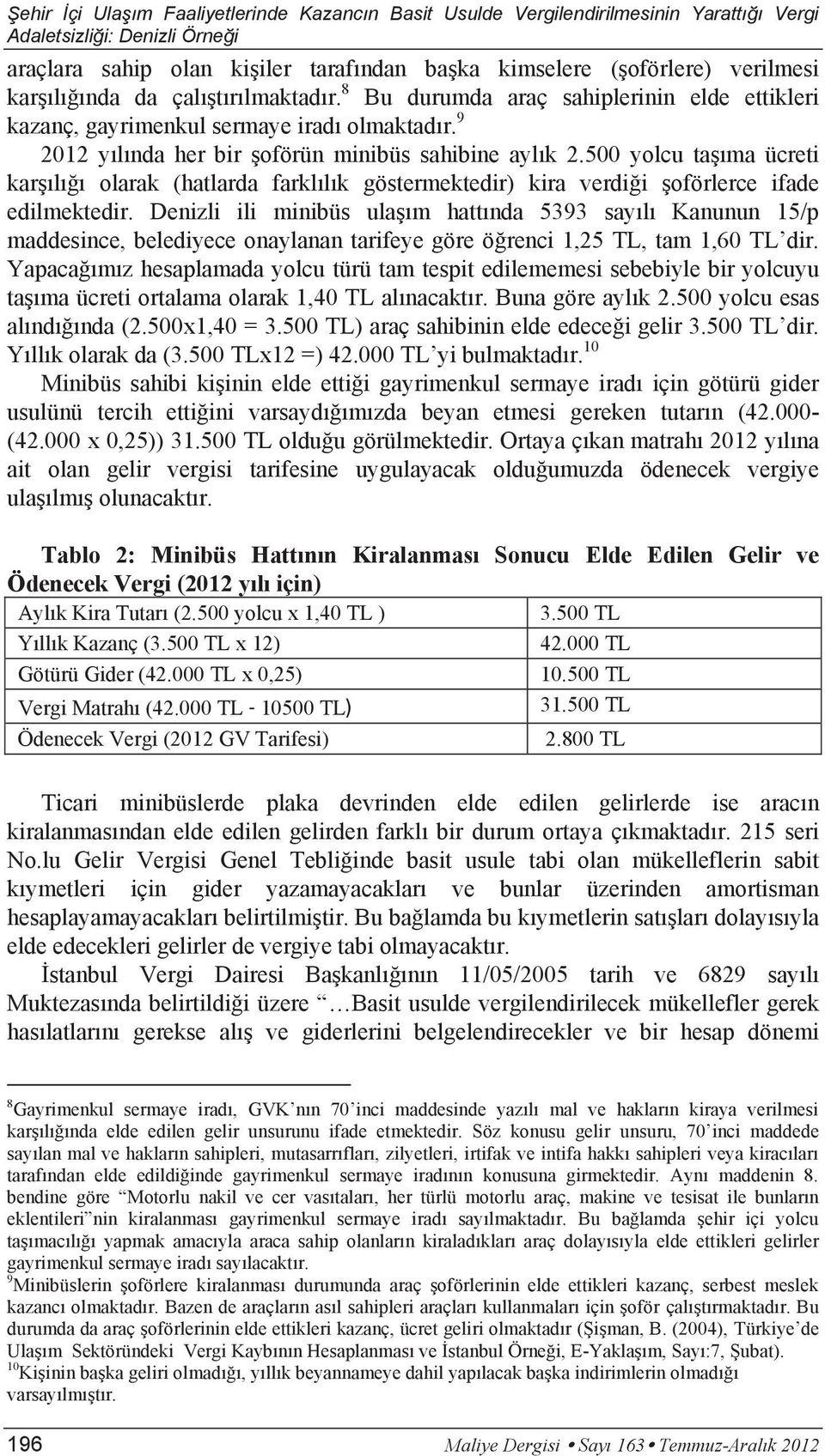 500 yolcu taşıma ücreti karşılığı olarak (hatlarda farklılık göstermektedir) kira verdiği şoförlerce ifade edilmektedir.