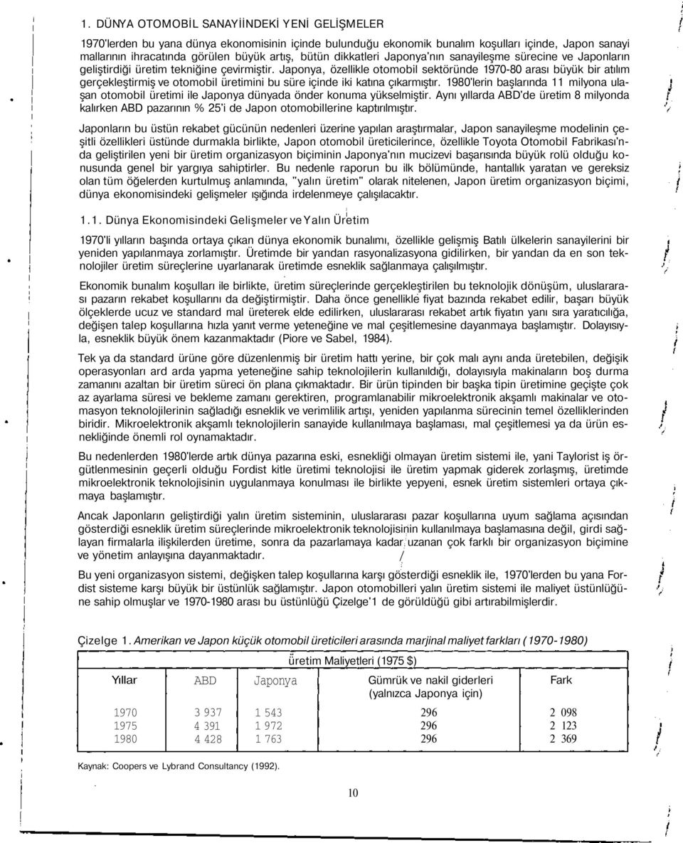 Japonya, özellikle otomobil sektöründe 197080 arası büyük bir atılım gerçekleştirmiş ve otomobil üretimini bu süre içinde iki katına çıkarmıştır.