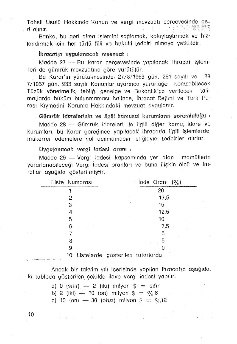 ihracatta oygotanaco k mewzua l : Madde 2 7 B u kara r çerçevesind e yopilaca k ihraca t işlem - leri d e gümrük mevzuatın a gör e yürütülür. Bu Karar'ı n yürütülmesinde.