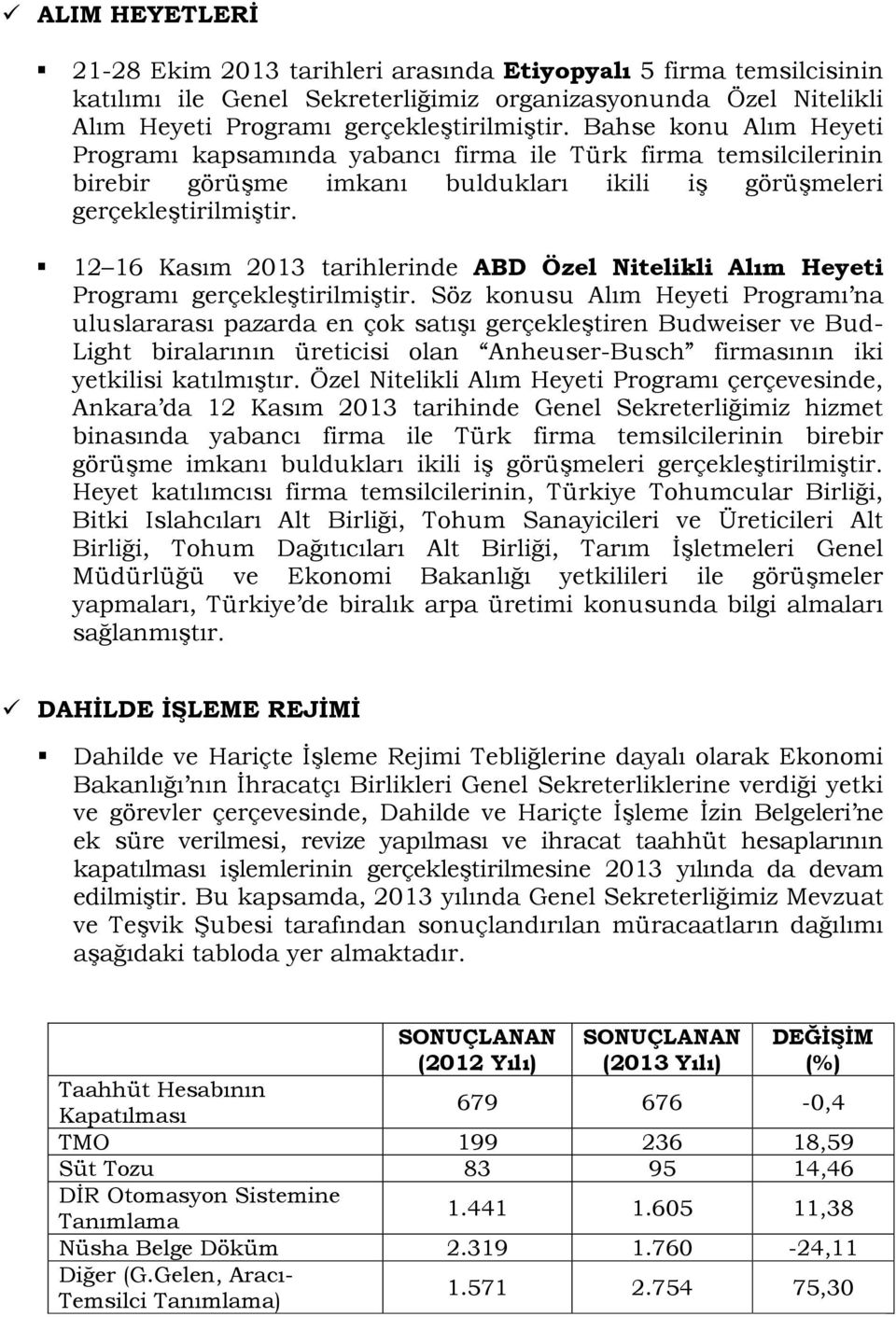 12 16 Kasım 2013 tarihlerinde ABD Özel Nitelikli Alım Heyeti Programı gerçekleģtirilmiģtir.