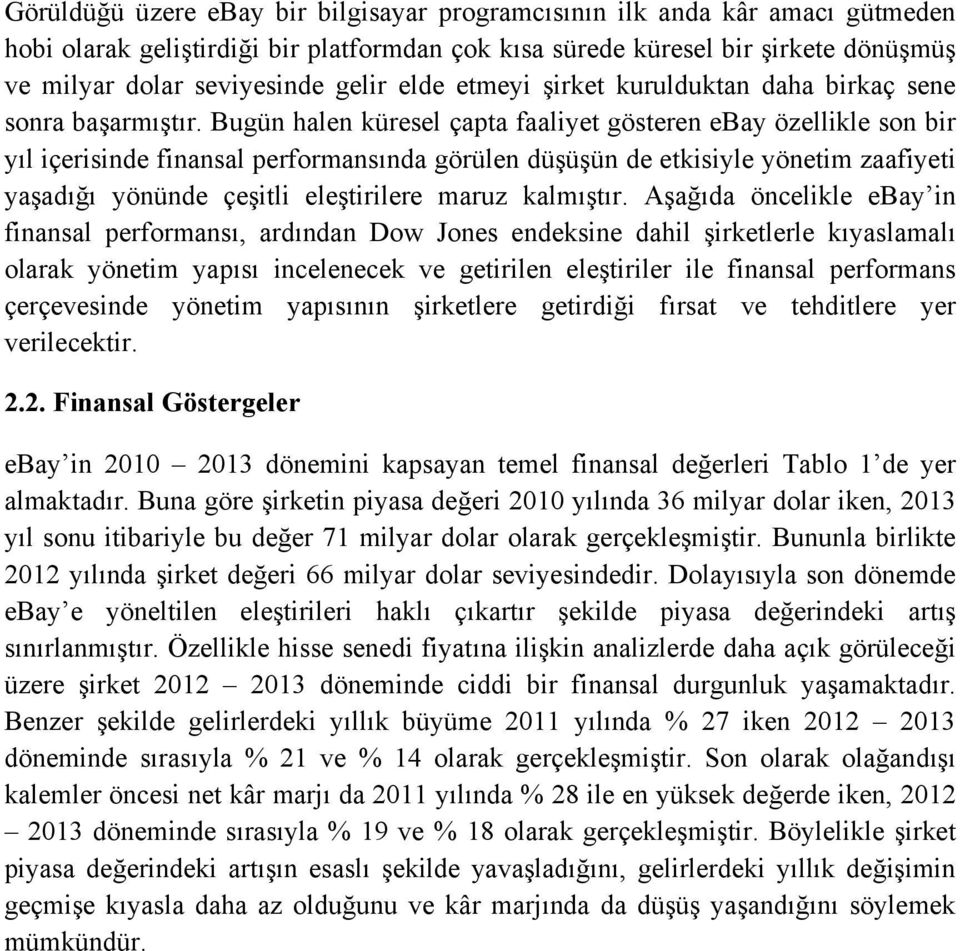 Bugün halen küresel çapta faaliyet gösteren ebay özellikle son bir yıl içerisinde finansal performansında görülen düşüşün de etkisiyle yönetim zaafiyeti yaşadığı yönünde çeşitli eleştirilere maruz