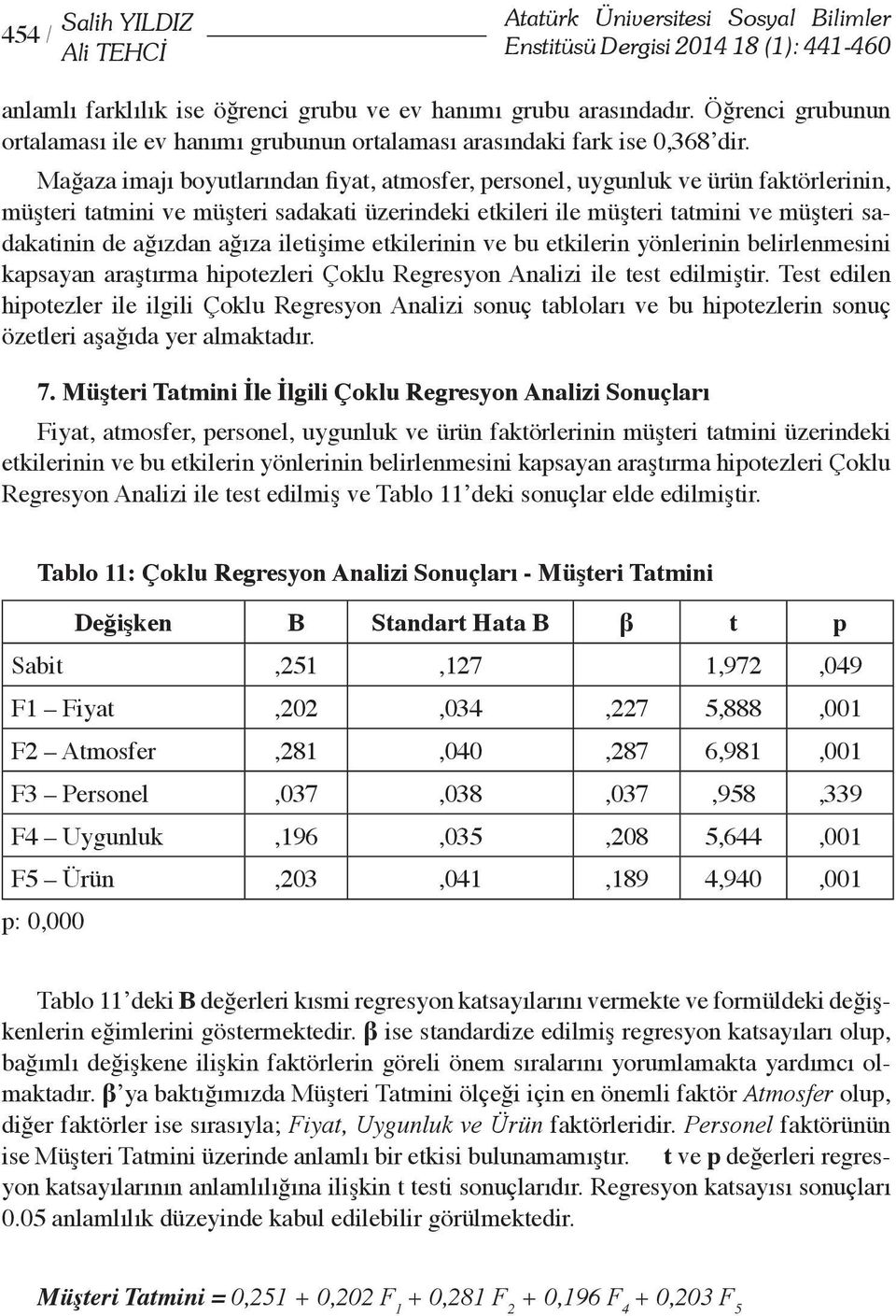 Mağaza imajı boyutlarından fiyat, atmosfer, personel, uygunluk ve ürün faktörlerinin, müşteri tatmini ve müşteri sadakati üzerindeki etkileri ile müşteri tatmini ve müşteri sadakatinin de ağızdan