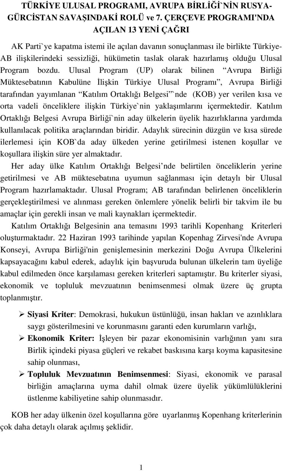 Ulusal Program bozdu.