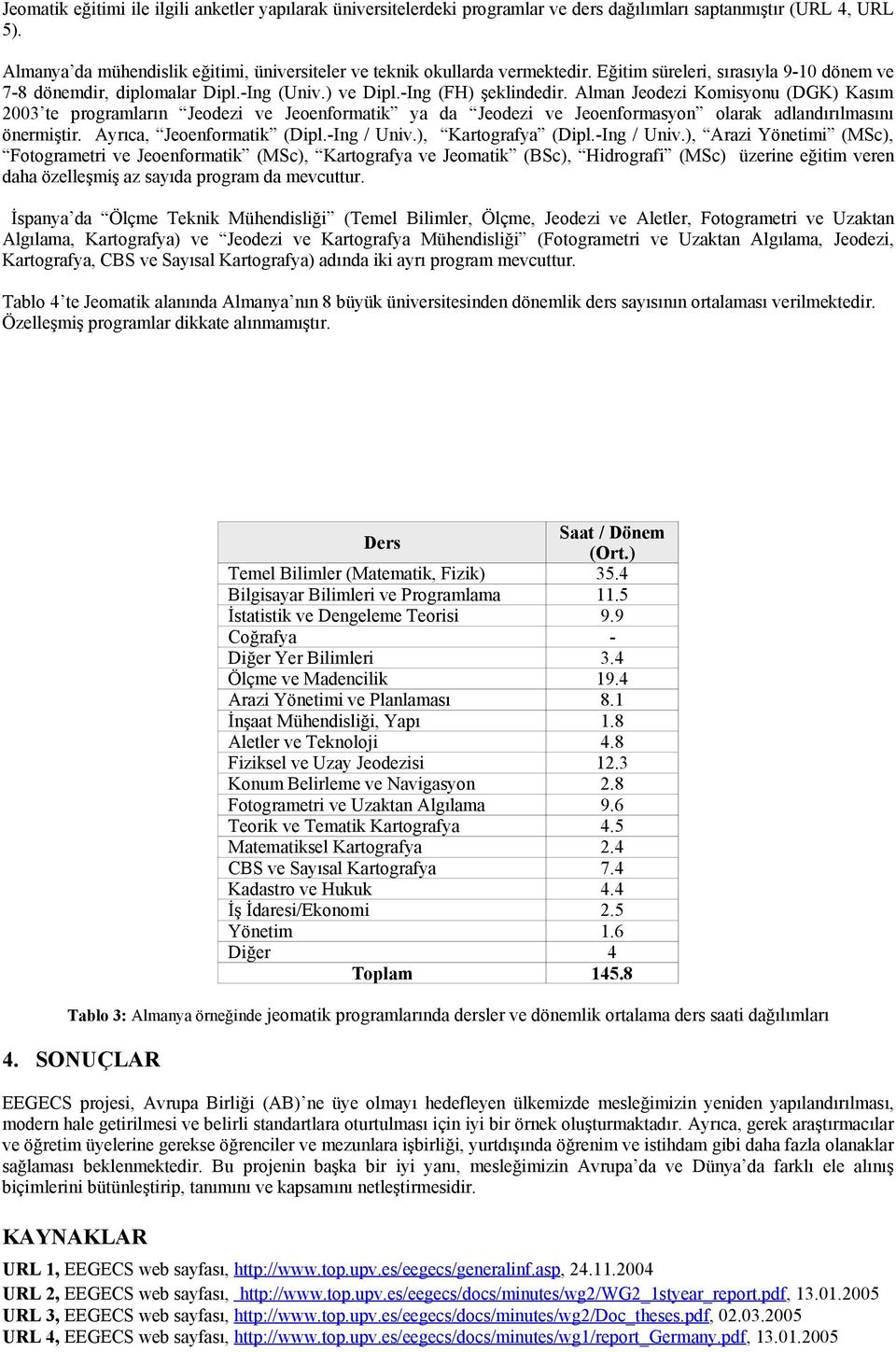 Alman Jeodezi Komisyonu (DGK) Kasım 2003 te programların Jeodezi ve Jeoenformatik ya da Jeodezi ve Jeoenformasyon olarak adlandırılmasını önermiştir. Ayrıca, Jeoenformatik (Dipl.-Ing / Univ.