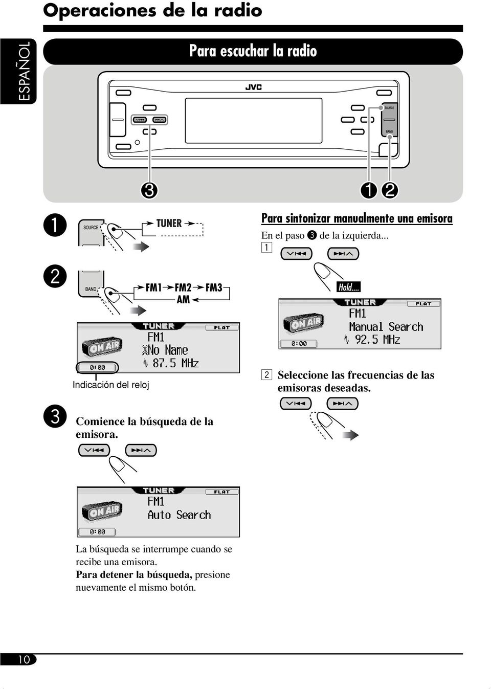 .. 1 Indicación del reloj 2 Seleccione las frecuencias de las emisoras deseadas.