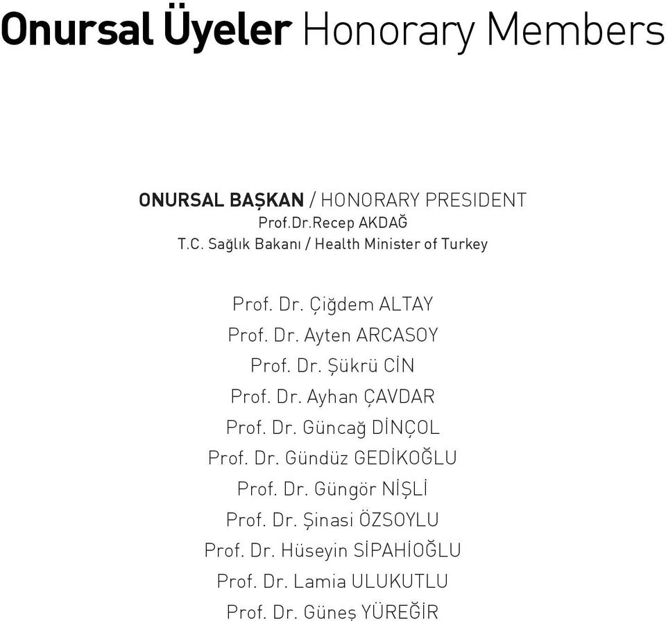 Dr. Ayhan ÇAVDAR Prof. Dr. Günca D NÇOL Prof. Dr. Gündüz GED KO LU Prof. Dr. Güngör N fil Prof. Dr. fiinasi ÖZSOYLU Prof.