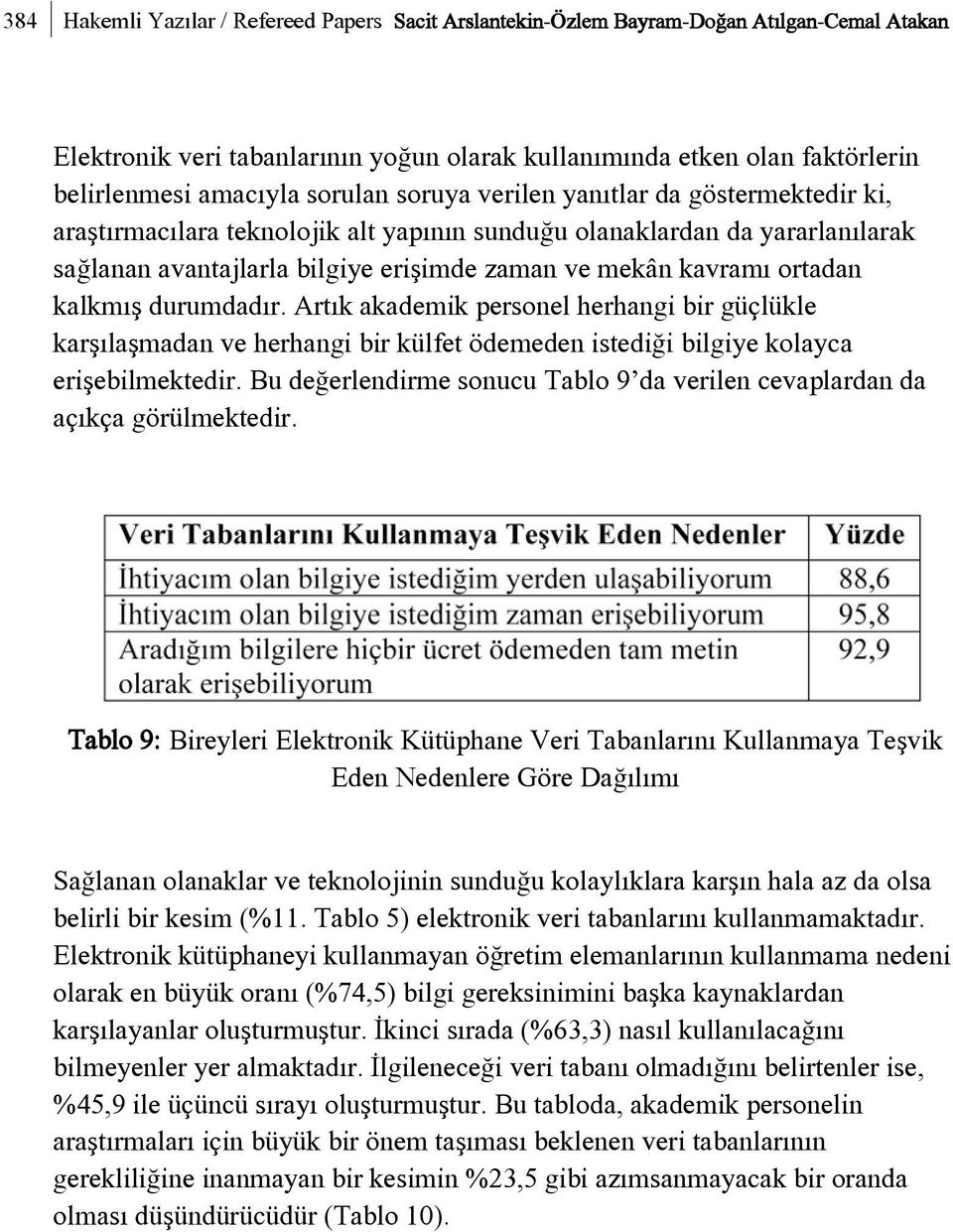 ortadan kalkmýþ durumdadýr. Artýk akademik personel herhangi bir güçlükle karþýlaþmadan ve herhangi bir külfet ödemeden istediði bilgiye kolayca eriþebilmektedir.