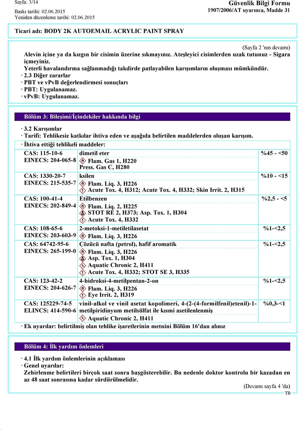 Bölüm 3: Bileşimi/İçindekiler hakkında bilgi 3.2 Karışımlar Tarifi: Tehlikesiz katkılar ihtiva eden ve aşağıda belirtilen maddelerden oluşan karışım.