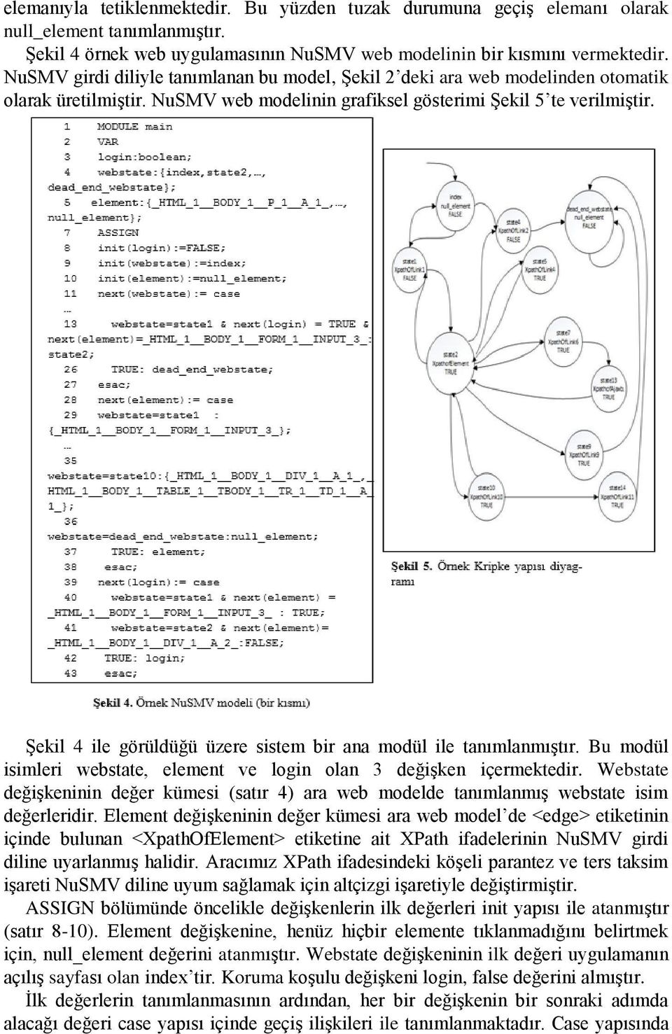 Şekil 4 ile görüldüğü üzere sistem bir ana modül ile tanımlanmıştır. Bu modül isimleri webstate, element ve login olan 3 değişken içermektedir.