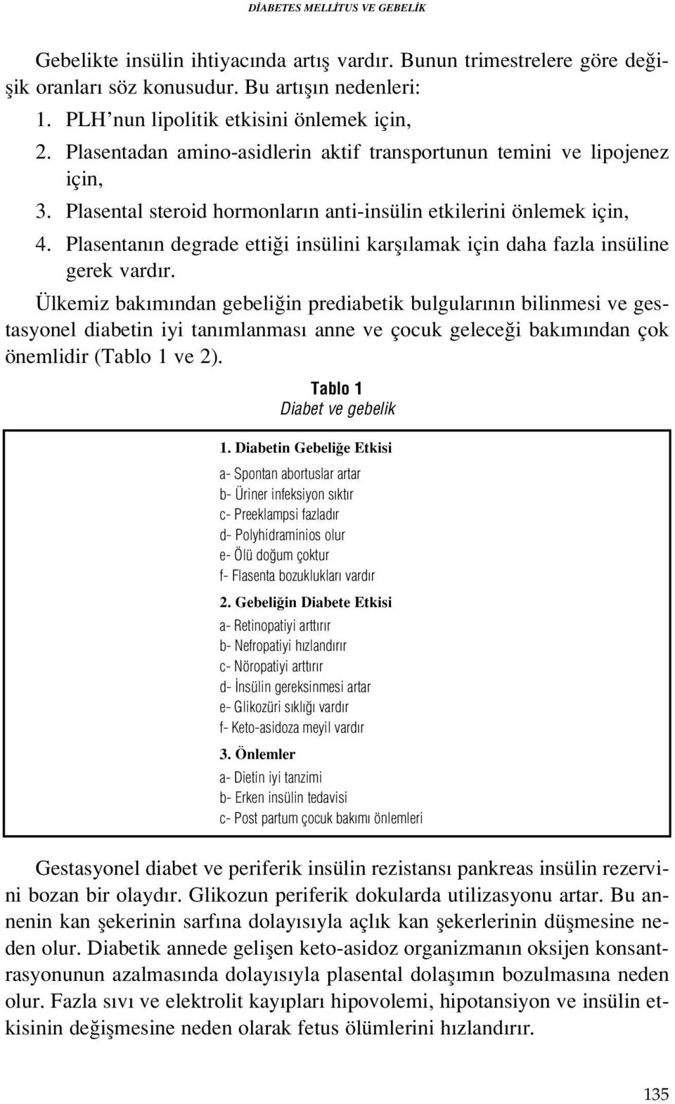 Plasentan n degrade etti i insülini karfl lamak için daha fazla insüline gerek vard r.