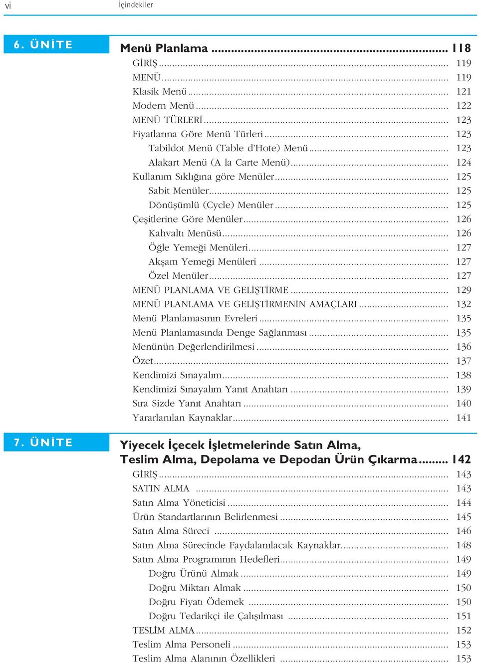 .. 125 Çeflitlerine Göre Menüler... 126 Kahvalt Menüsü... 126 Ö le Yeme i Menüleri... 127 Akflam Yeme i Menüleri... 127 Özel Menüler... 127 MENÜ PLANLAMA VE GEL fit RME.