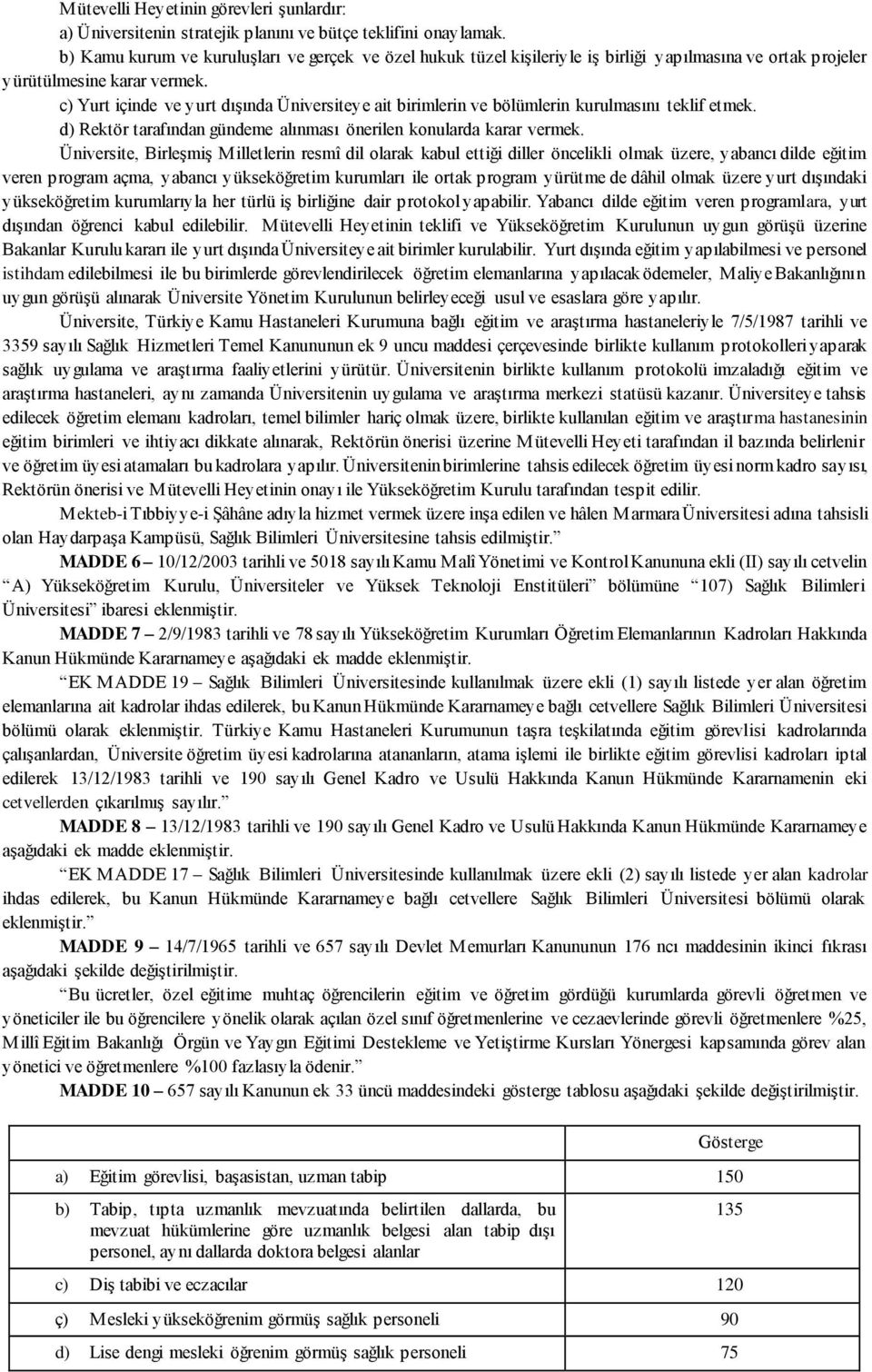 c) Yurt içinde ve yurt dışında Üniversiteye ait birimlerin ve bölümlerin kurulmasını teklif etmek. d) Rektör tarafından gündeme alınması önerilen konularda karar vermek.