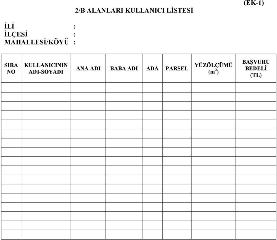 KULLANICININ ADI-SOYADI ANA ADI BABA ADI