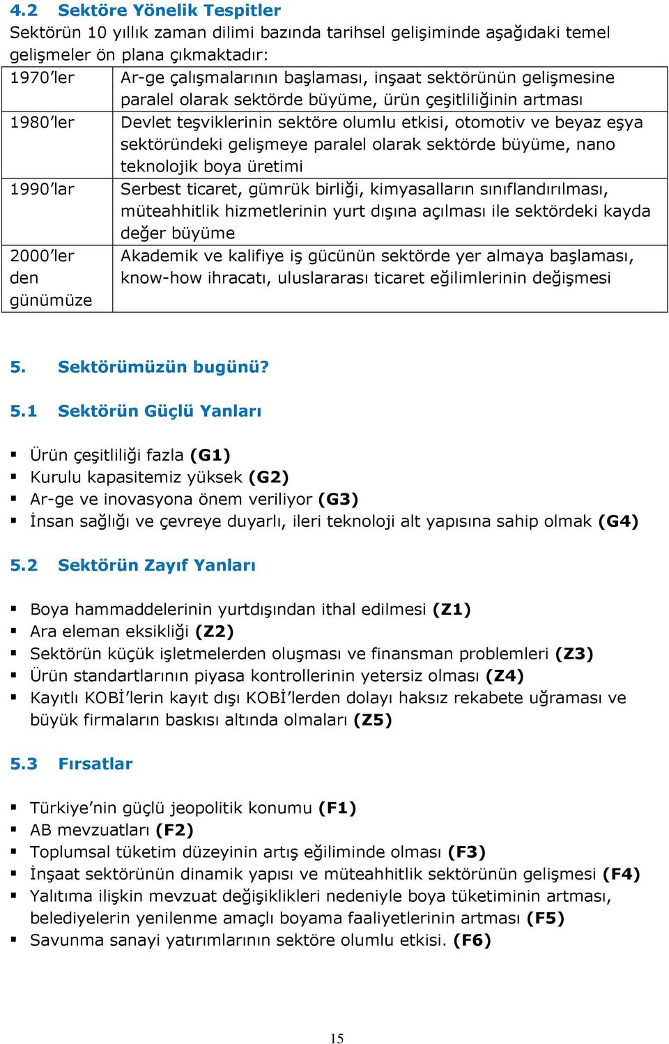 büyüme, nano teknolojik boya üretimi 1990 lar 2000 ler den günümüze Serbest ticaret, gümrük birliği, kimyasalların sınıflandırılması, müteahhitlik hizmetlerinin yurt dıģına açılması ile sektördeki