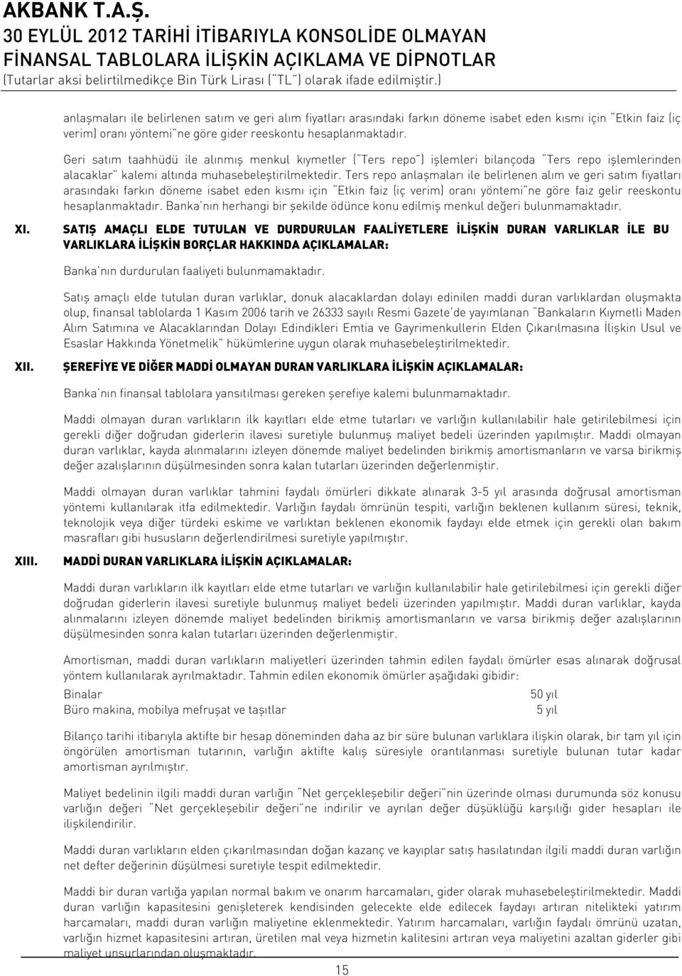 Ters repo anlaşmaları ile belirlenen alım ve geri satım fiyatları arasındaki farkın döneme isabet eden kısmı için Etkin faiz (iç verim) oranı yöntemi ne göre faiz gelir reeskontu hesaplanmaktadır.