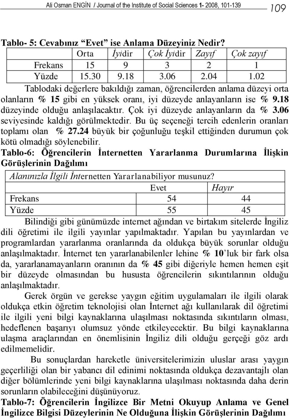 02 Tablodaki değerlere bakıldığı zaman, öğrencilerden anlama düzeyi orta olanların % 15 gibi en yüksek oranı, iyi düzeyde anlayanların ise % 9.18 düzeyinde olduğu anlaşılacaktır.