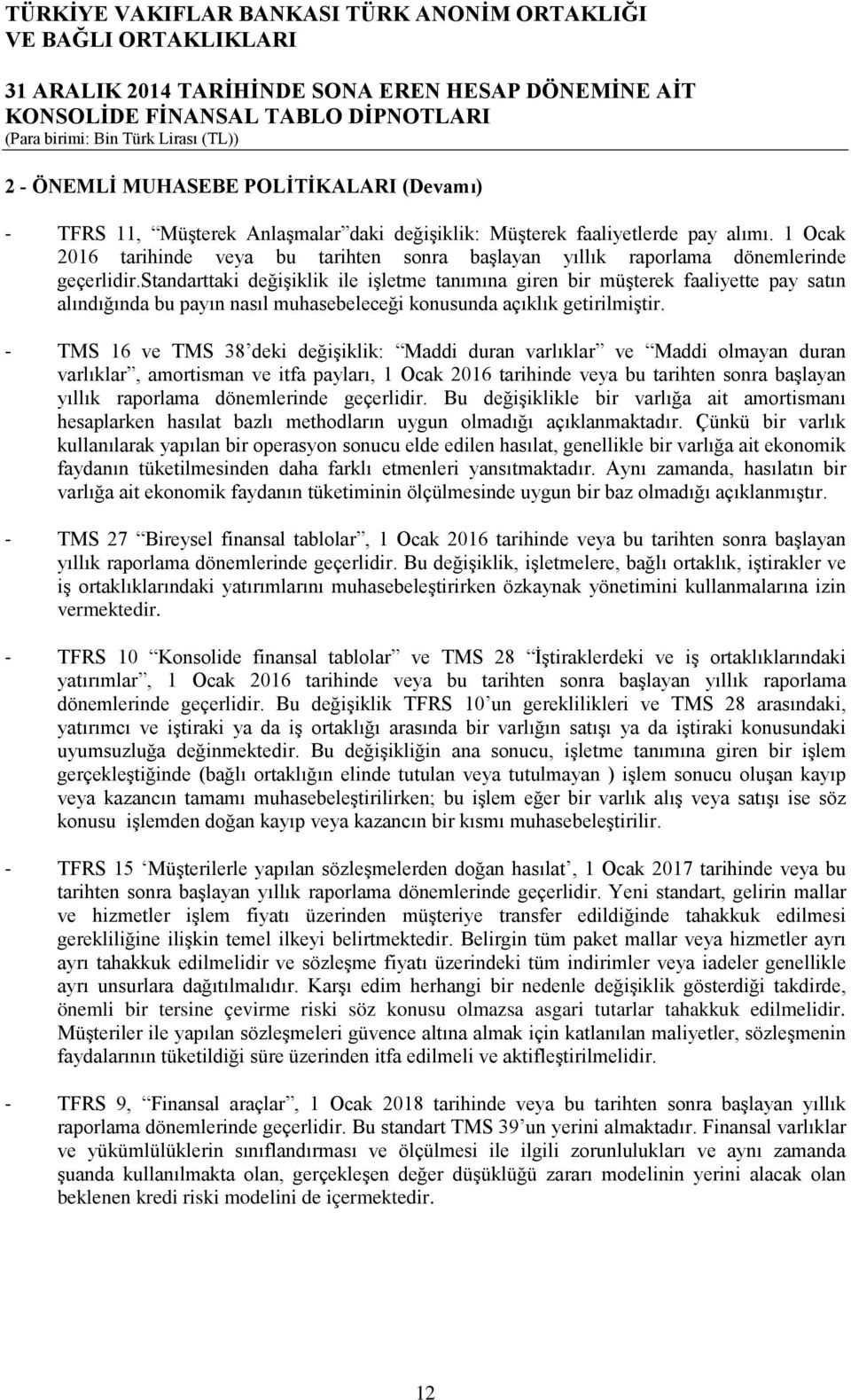 standarttaki değişiklik ile işletme tanımına giren bir müşterek faaliyette pay satın alındığında bu payın nasıl muhasebeleceği konusunda açıklık getirilmiştir.