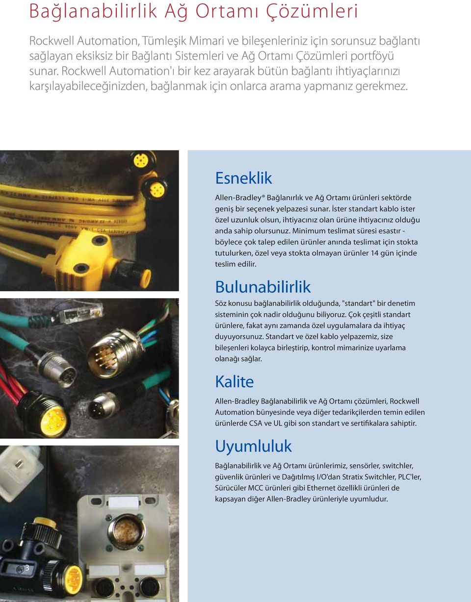 Esneklik Allen-Bradley Bağlanırlık ve Ağ Ortamı ürünleri sektörde geniş bir seçenek yelpazesi sunar.