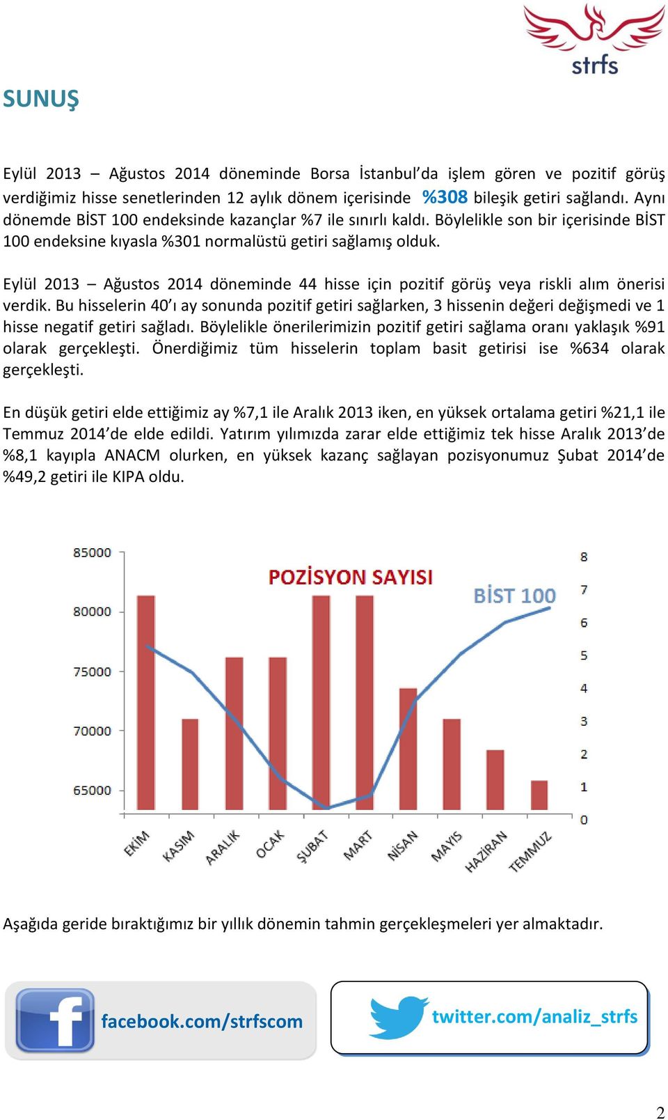 Eylül 2013 Ağustos 2014 döneminde 44 hisse için pozitif görüş veya riskli alım önerisi verdik.