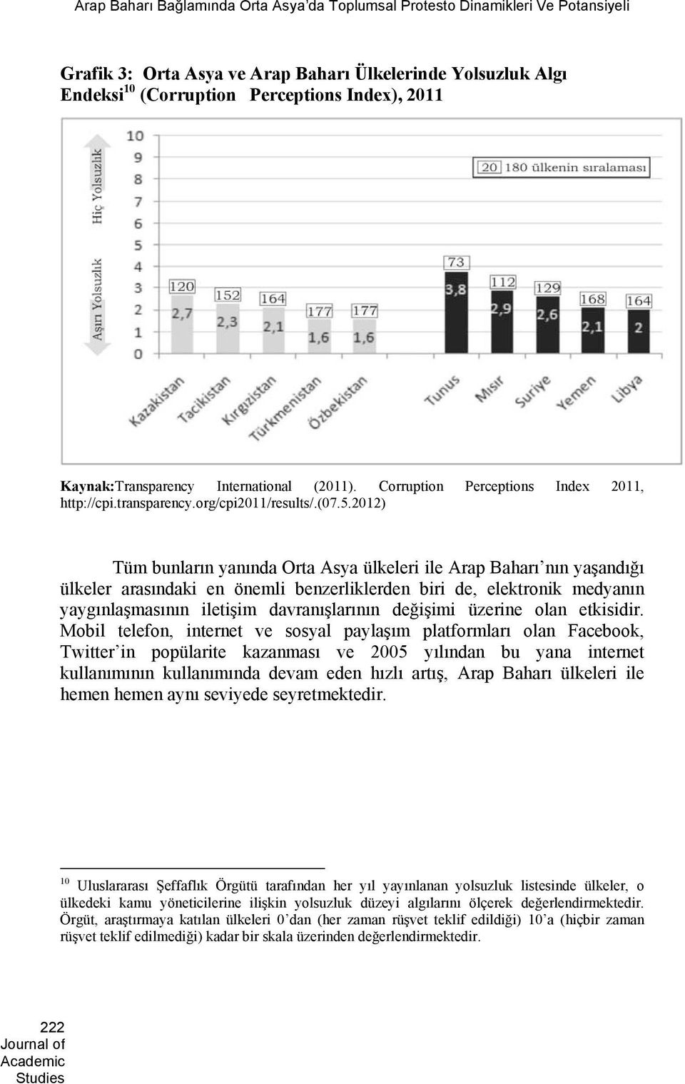 2012) Tüm bunlar n yan nda Orta Asya ülkeleri ile Arap Bahar n n ya and ülkeler aras ndaki en önemli benzerliklerden biri de, elektronik medyan n yayg nla mas n n ileti im davran lar n n de i imi