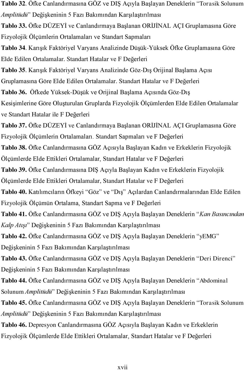 Karışık Faktöriyel Varyans Analizinde Düşük-Yüksek Öfke Gruplamasına Göre Elde Edilen Ortalamalar. Standart Hatalar ve F Değerleri Tablo 35.