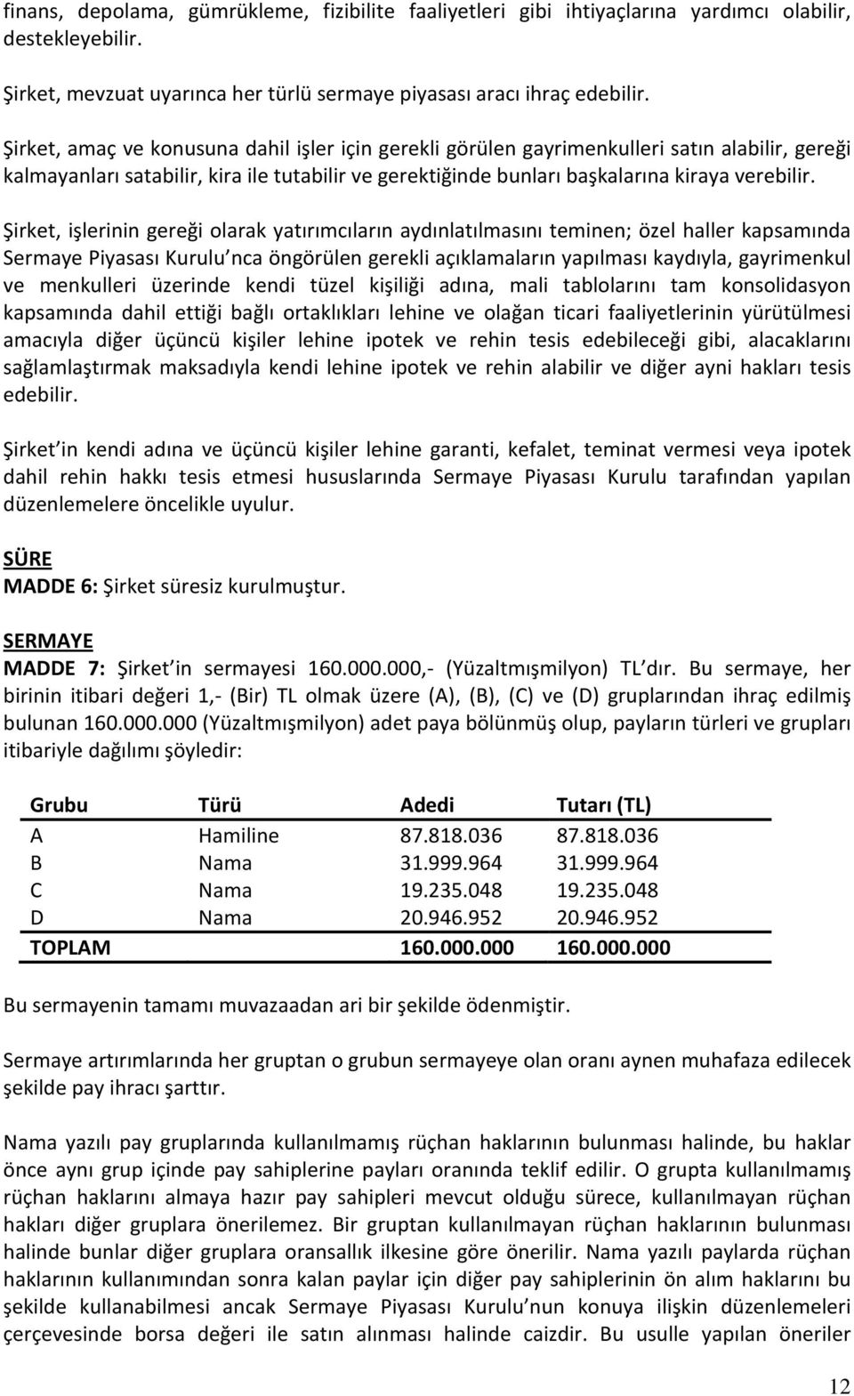 Şirket, işlerinin gereği olarak yatırımcıların aydınlatılmasını teminen; özel haller kapsamında Sermaye Piyasası Kurulu nca öngörülen gerekli açıklamaların yapılması kaydıyla, gayrimenkul ve