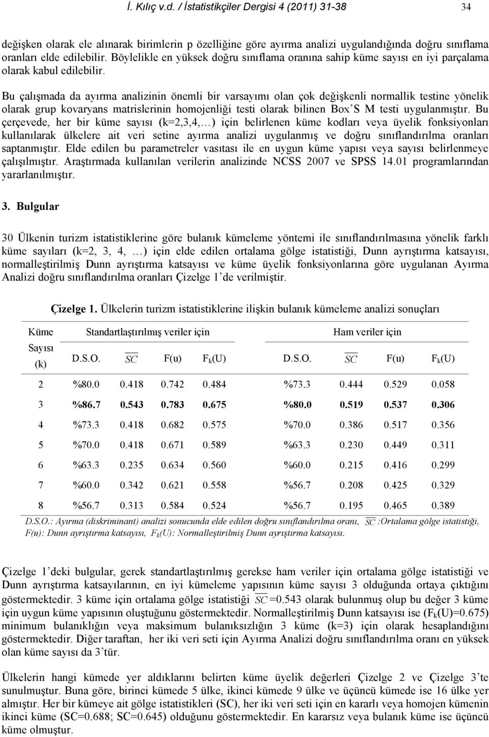 kenli normallik testine yönelik olarak grup kovaryans matri