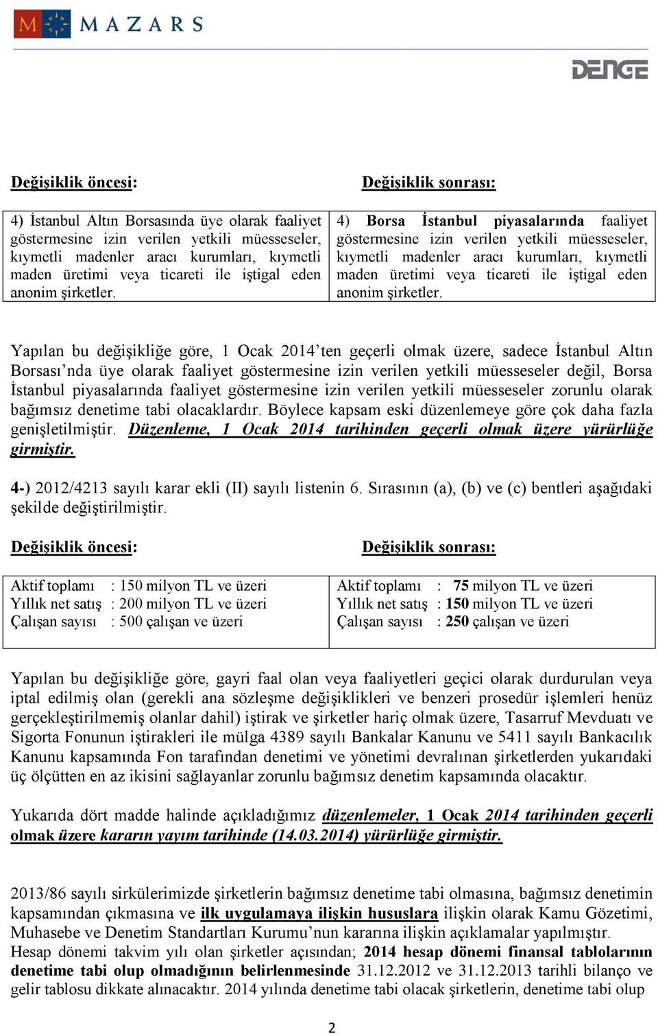 Değişiklik sonrası: 4) Borsa İstanbul piyasalarında faaliyet göstermesine izin verilen yetkili müesseseler, kıymetli madenler aracı kurumları, kıymetli maden üretimi veya ticareti ile iştigal 