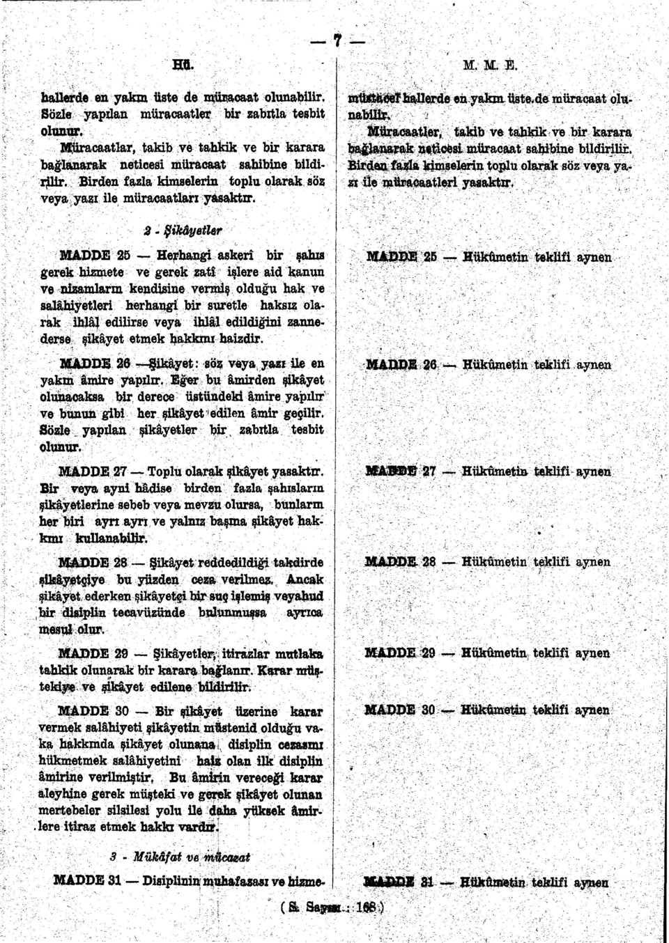 2 - Şikâyetler MADDE 25 Herhangi askerî bir şahıs gerek hizmete ve gerek zatî işlere aid kanun ve nizamların kendisine vermiş olduğu hak ve salâhiyetleri herhangi bir suretle haksız olarak ihlâl