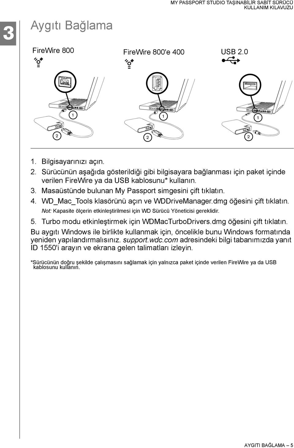 Not: Kapasite ölçerin etkinleştirilmesi için WD Sürücü Yöneticisi gereklidir. 5. Turbo modu etkinleştirmek için WDMacTurboDrivers.dmg öğesini çift tıklatın.