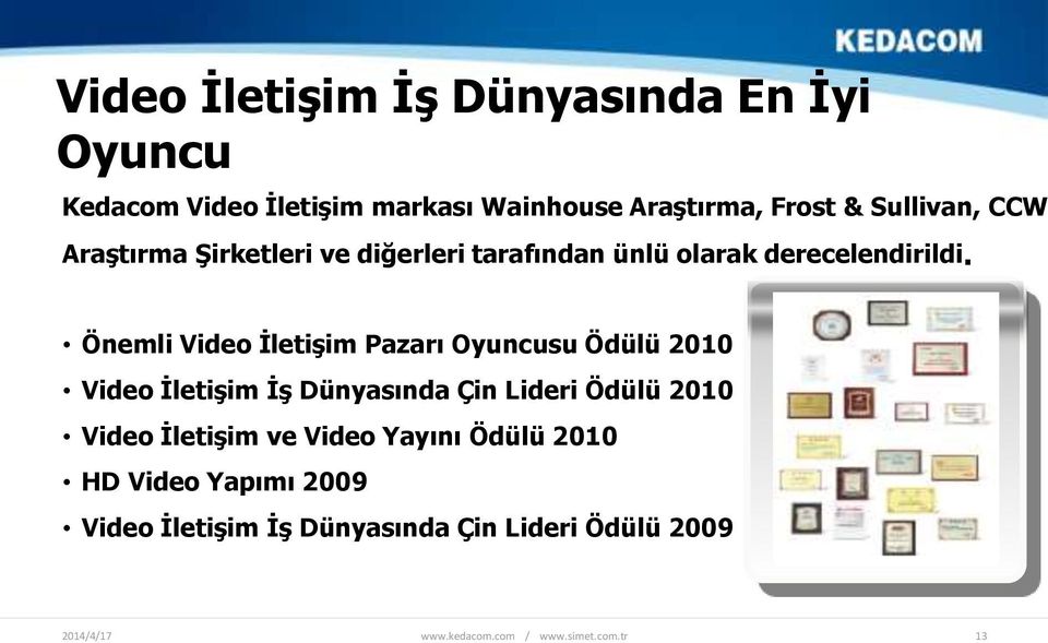 Önemli Video İletişim Pazarı Oyuncusu Ödülü 2010 Video İletişim İş Dünyasında Çin Lideri Ödülü 2010