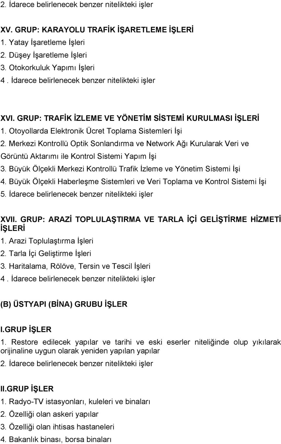 Merkezi Kontrollü Optik Sonlandırma ve Network Ağı Kurularak Veri ve Görüntü Aktarımı ile Kontrol Sistemi Yapım İşi 3. Büyük Ölçekli Merkezi Kontrollü Trafik İzleme ve Yönetim Sistemi İşi 4.