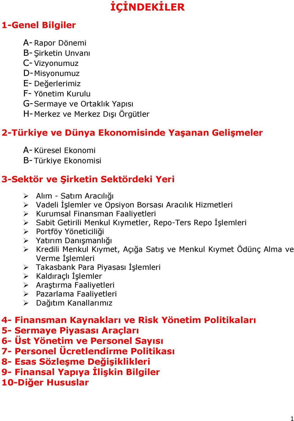 Kurumsal Finansman Faaliyetleri Sabit Getirili Menkul Kıymetler, Repo-Ters Repo İşlemleri Portföy Yöneticiliği Yatırım Danışmanlığı Kredili Menkul Kıymet, Açığa Satış ve Menkul Kıymet Ödünç Alma ve